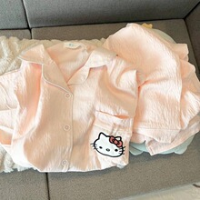 夏季短袖长裤睡衣女新款卡通猫可爱学生少女可外穿家居服套装