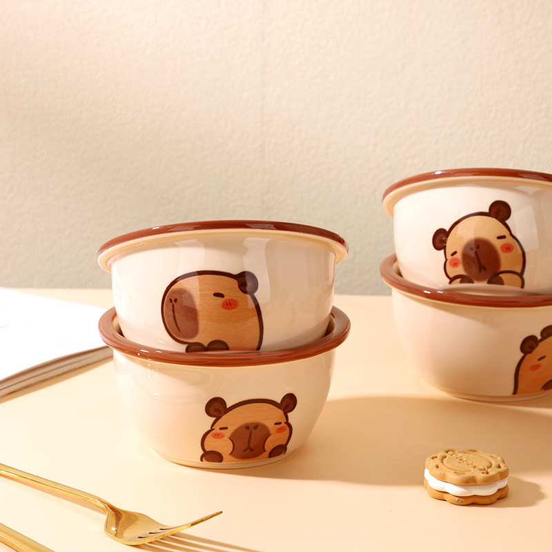 Cuenco de arroz Kapi Barami Cuencos y platos lindos Vajilla para el hogar Cuencos pequeños de dibujos animados de alto valor Regalos Cuencos de pareja