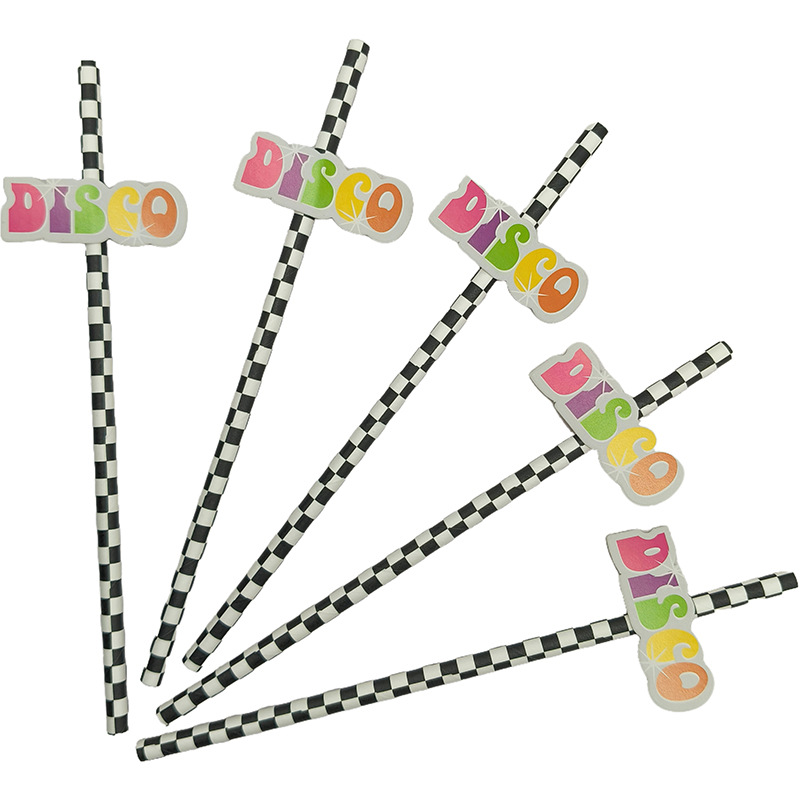 Tarjeta de celebridad en línea paja de papel degradable desechable limón sandía postre leche té fiesta paja decorativa