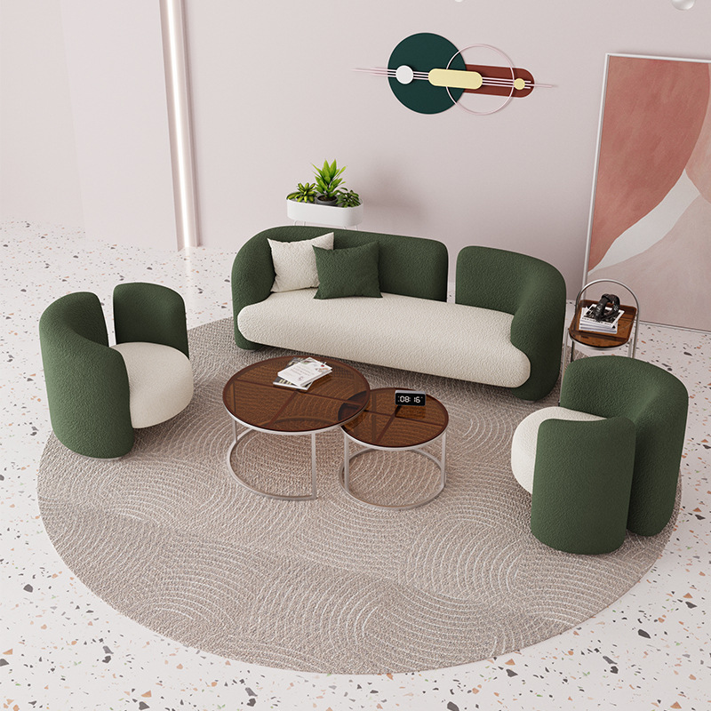 Nordic Simple Post-Modern Wabi-Sabi Style Cashmere Small Apartment Living Room Sofa B&B Leisure Area Beauty Salon Reception