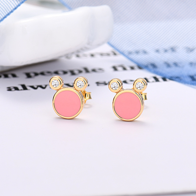 Amazon AliExpress Mickey Diamond mouse epoxy stud earrings European and American Princess popular styles available in a variety of colors