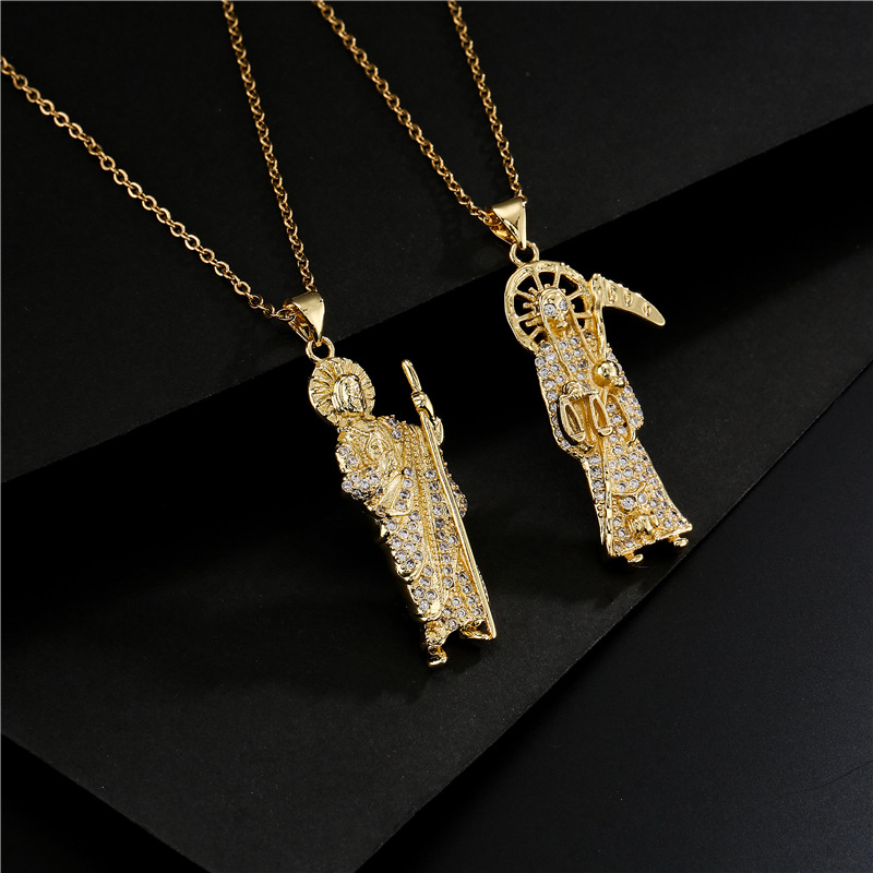 fashion death sickle priest shape pendant copper necklace