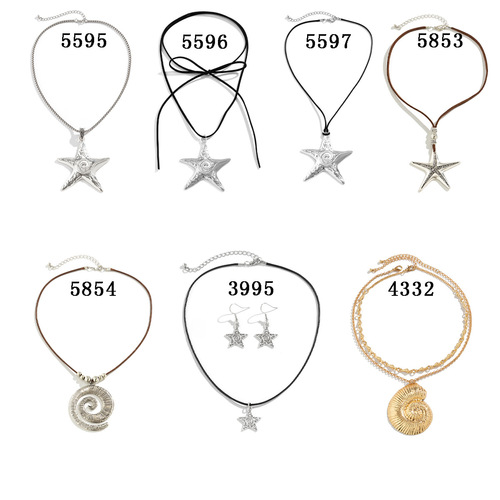 European and American cross-border jewelry, sweet, cool, dark and pastoral starfish necklace, ocean style irregular five-pointed star pendant necklace