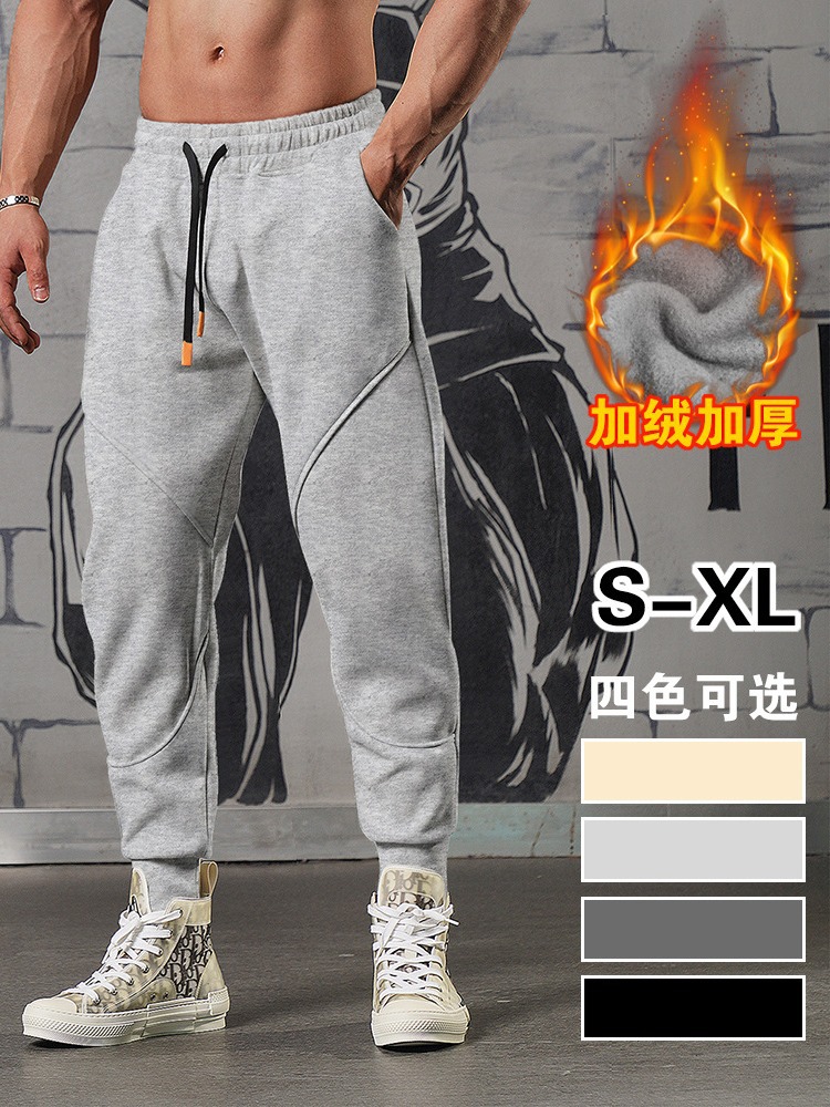 Pantalones deportivos casuales para hombre, estilo europeo y americano, con forro polar, largo nueve décimos, deportivos, para uso diario, al aire libre, nuevo estilo, en stock, 2023