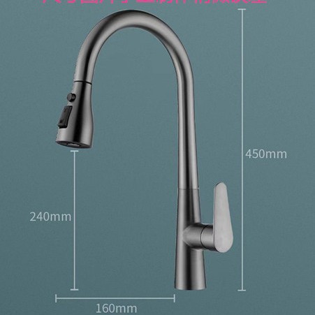 Todo el cobre cisne pistolas de cenizas tirando de tres grifo de agua caliente de refrigeración de agua cocina baño lavabo lavabo grifo de lavabo