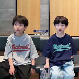 童装2026夏季新款上衣男童中大童韩版儿童印花休闲短袖T恤