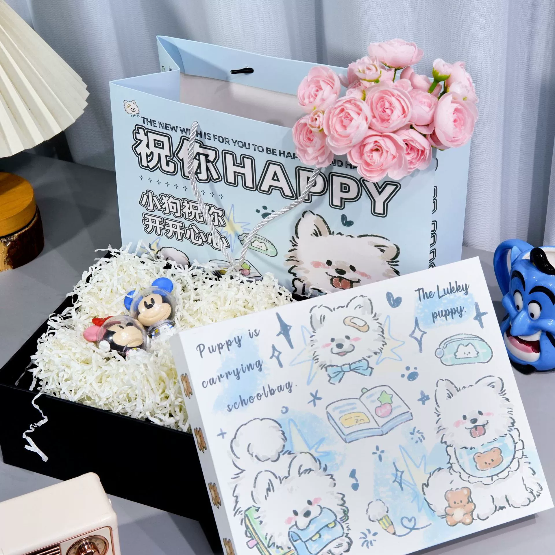Cute genuine cartoon pack, gift box, linen bag, Birthday gift