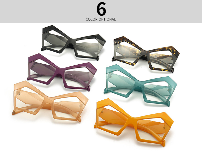 Anti-blu-ray Cat Eye Polygonal Cross-border Modern Glamour Flat Glasses display picture 2