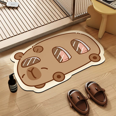 Absorbent Capybara Mat Toilet Avtomobil döşəmə paspasları - dy-capybara-car-4060cm-diatom-mud