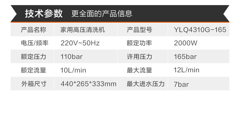 Yili Car Washer 4310 - Self-priming, dual-use, household waterproof cleaning machine, durable, portable, with gun shut-off and sensor motor