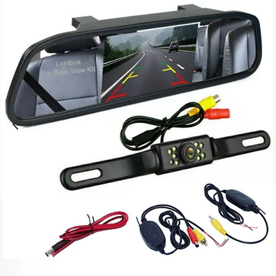 Rearview Mirror with: Car display - rearview-mirror-camera-long-plate-camera-wireless-receiver-module