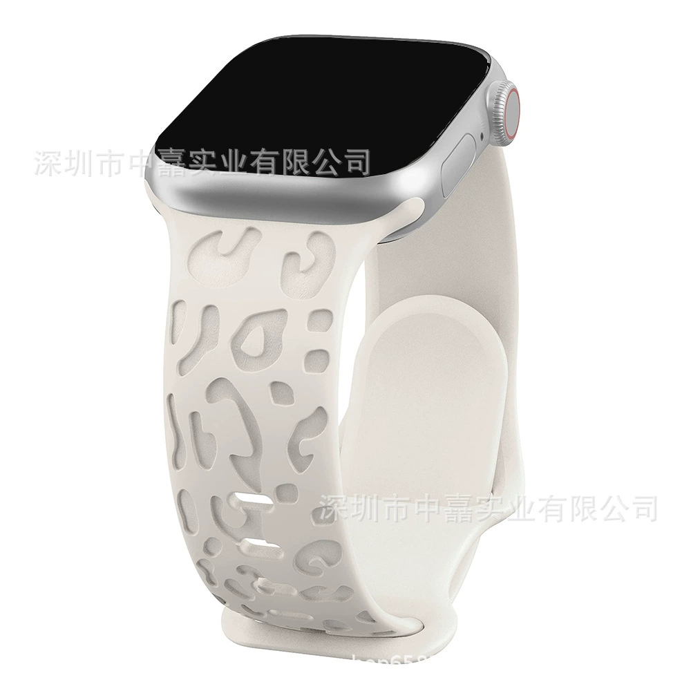 Silicone Watch Strap Apple compatible, 38–49 mm, soft leopard-texture band