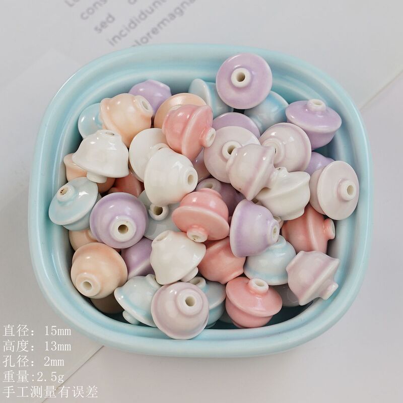 Jingdezhen Ceramic Loose Beads Mini Small Lidded Bowl Fresh and Elegant Chinese Style Handmade DIY Jewelry Beading Accessories Materials