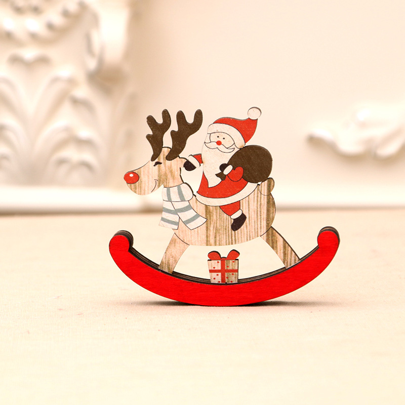 Navidad decoraciones de Navidad madera mecedora caballo Navidad pequeño regalo de Santa Claus pequeños adornos de regalo