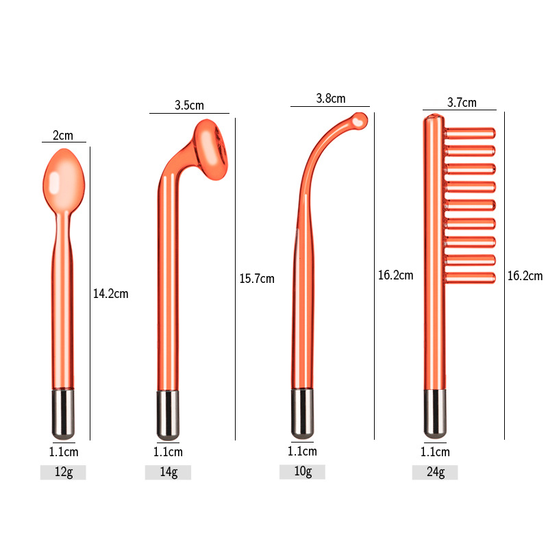 Instrumento de electroterapia de alta frecuencia tubo de vidrio Accesorios instrumento de belleza luz roja luz púrpura electroterapia varilla electroterapia peine