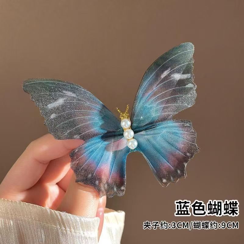 蝉の羽のように薄いスーパー妖精、電子動く蝶のヘアピン、気質、スマートなチュールプリンセス、古代スタイルのヘアアクセサリー、子供用トレンド|undefined