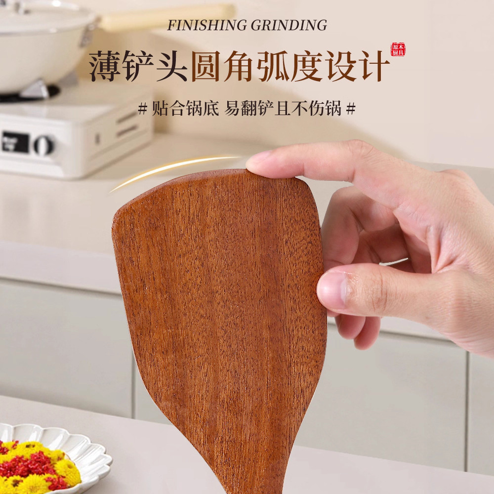 Paleas de verduras fritas, cucharas de arroz, cucharas de madera resistentes a altas temperaturas, cucharas de madera