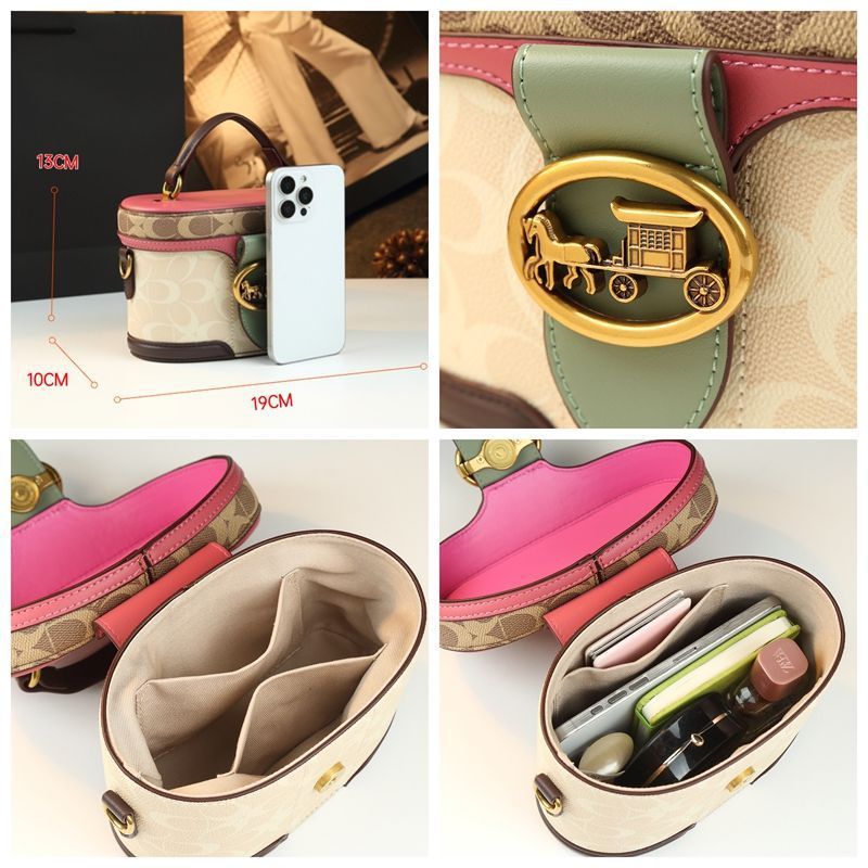 Túi xách nữ da thật thiết kế retro độc đáo, túi hộp thời trang cao cấp, túi đeo chéo hot trend — Màu đỏ hoa hồng, Màu nâu