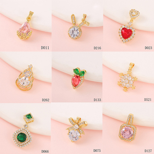  new micro-paved zircon pendant, retro high-end necklace accessories, fashionable and versatile, light luxury pendant