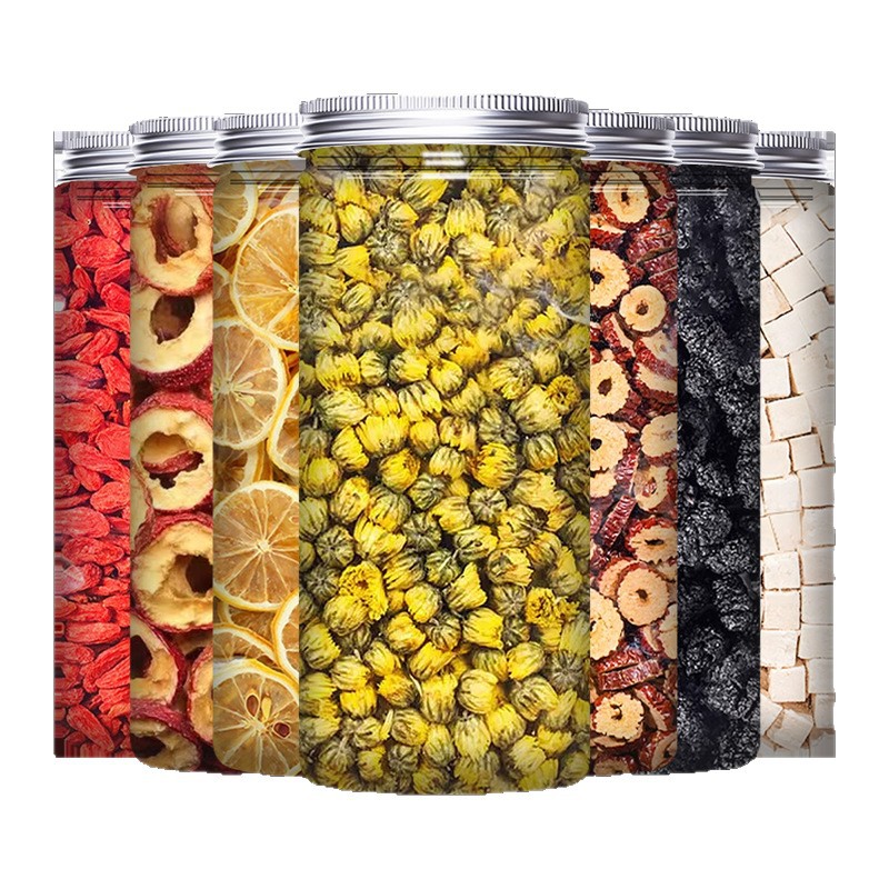 卸売缶詰組み合わせ花茶、赤いナツメヤシ、クコ、みかんの皮、菊、ハーブティー、バラ、レモンスライス、健康茶、配送