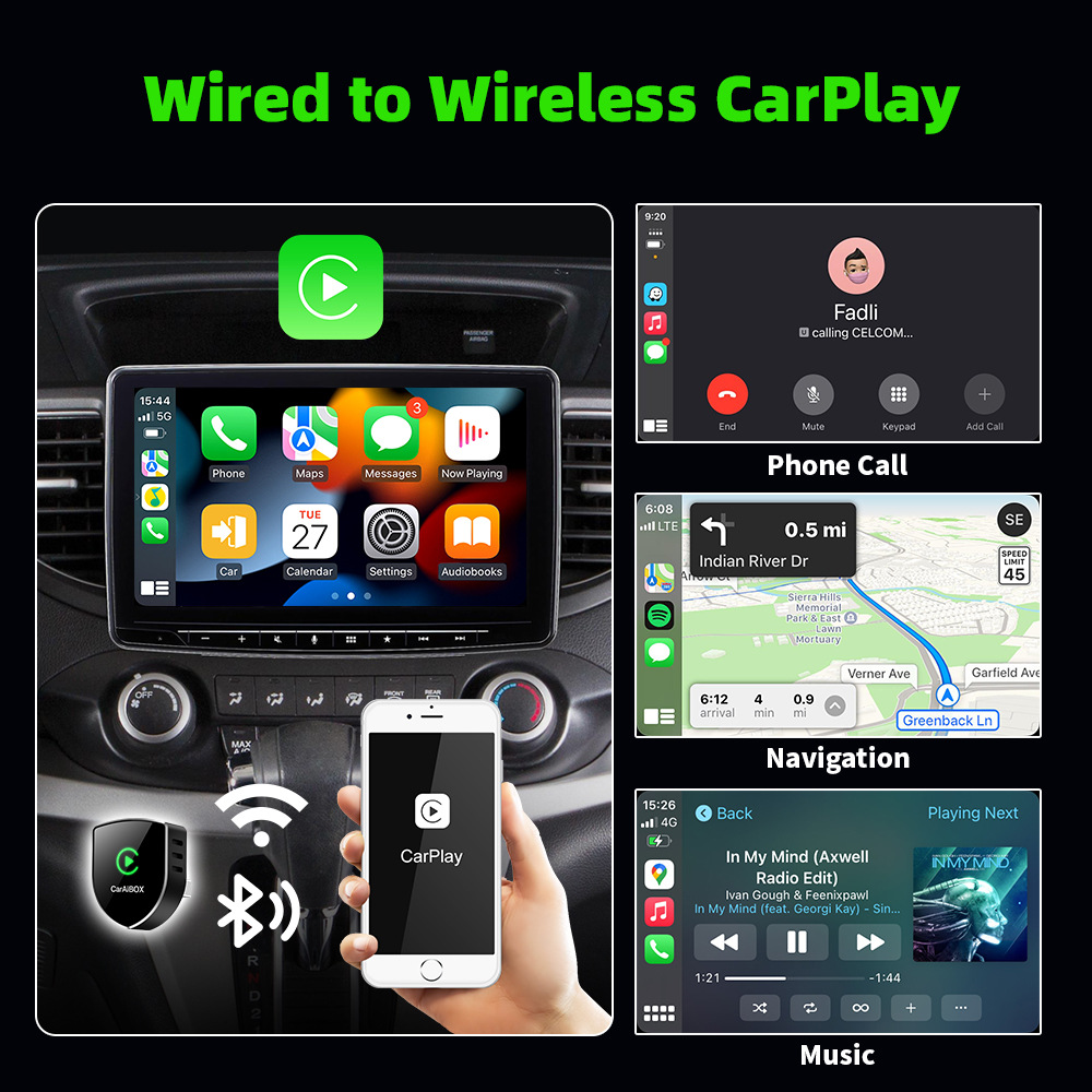 Original car wired to wireless CarPlay Android Auto 2-in-1 smart car connectivity adapter
