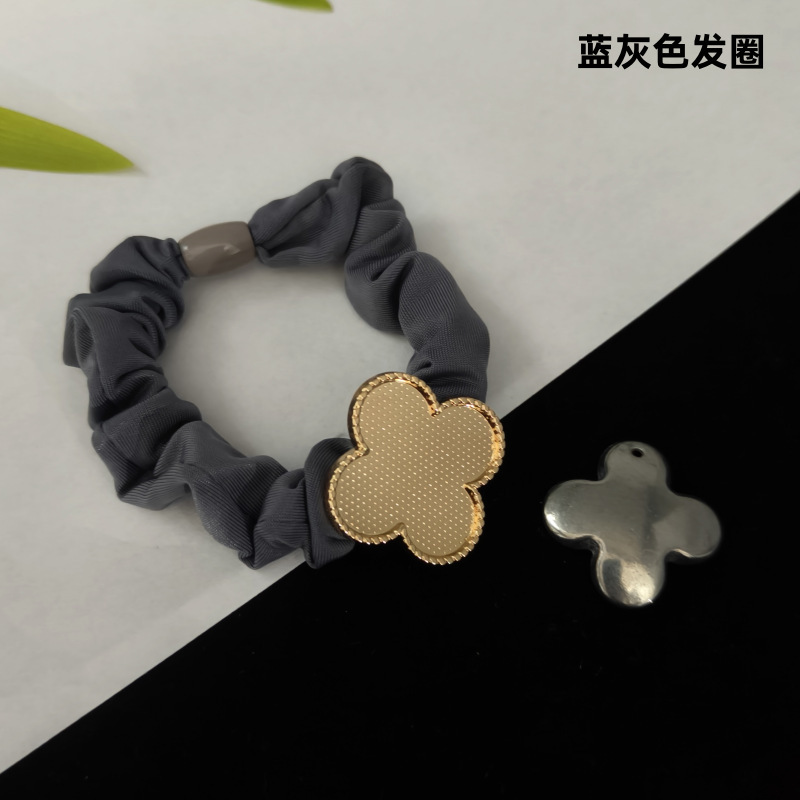 宋锦DIY底托带盖 大肠发圈蓝 灰色大肠发圈发夹材料 KC金电泳保色|undefined