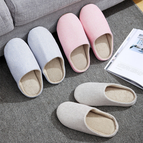Cixi Younuo Shoes Soft Sole Silent Japanese Simple Striped Home Indoor Women's Slippers Home Shoes Slippers Wholesale