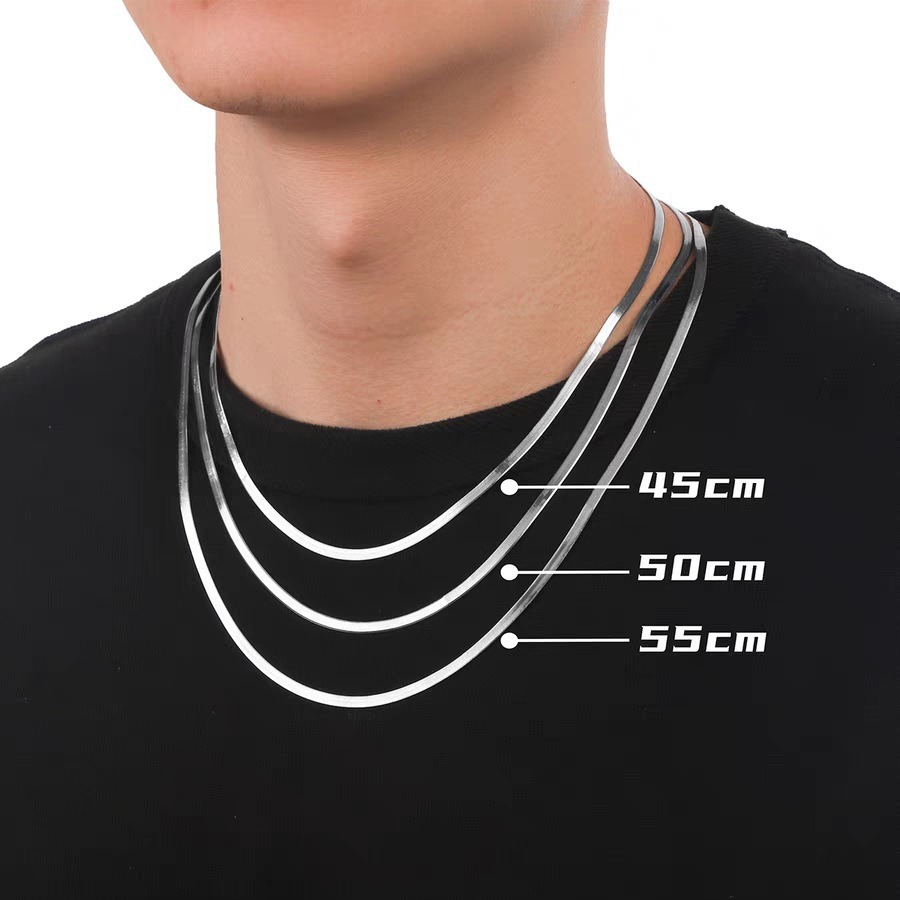 Collar de cadena de hueso de serpiente plana con hoja de plata de ley 925 de 3,5mm, moda masculina, lujo ligero, todo fósforo, cadena de clavícula de sentido avanzado, mujer