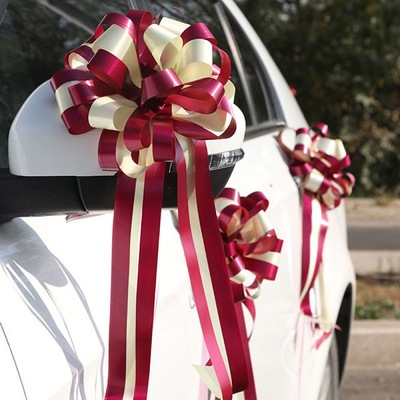 婚車裝飾手拉花彩帶副車絲帶花車隊套裝大號結盒裝亞馬遜代發跨境