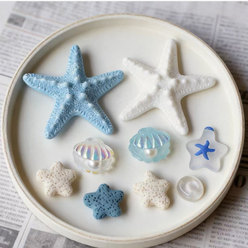 Hot-Selling Blue Starfish Shell Resin Accessories for DIY Clogs, Wholesale from the Manufacturer, Direct Sales