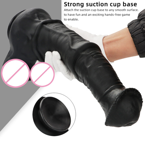 Black horse penis for men and women, extra large anal plug, anal plug, masturbation device, simulated penis, silicone soft anal expander