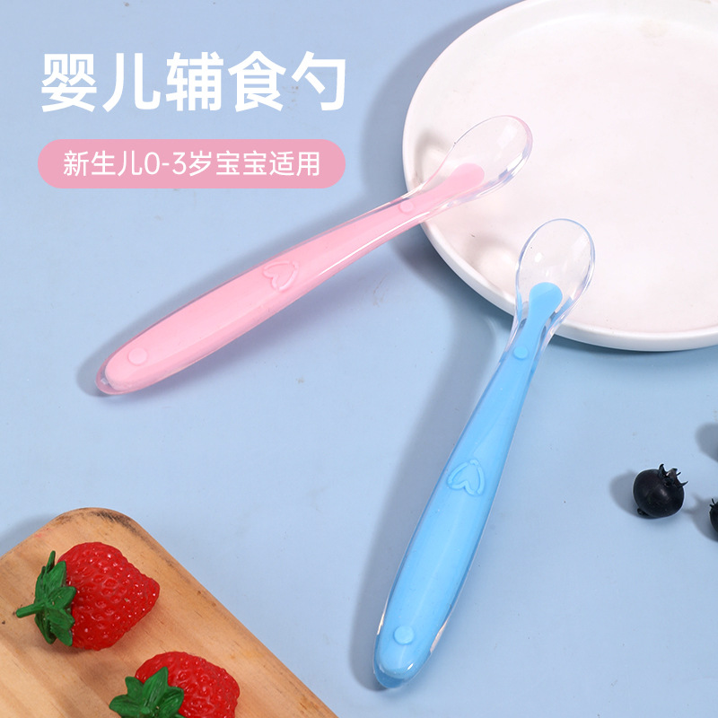 Cuchara para bebé, cuchara de silicona para bebé, cuchara de entrenamiento para niños, cuchara suave de dibujos animados, vajilla de silicona para recién nacidos, venta al por mayor