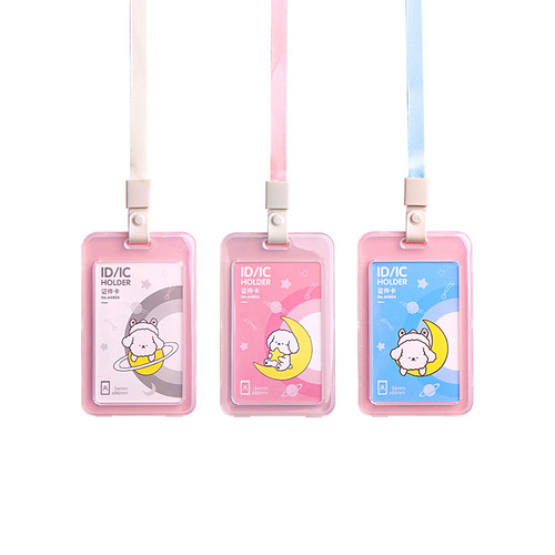 Deli student card holder, document holder, transparent kindergarten children's school badge, name badge with lanyard, bus card, meal card, work badge