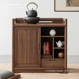 New Chinese Style Tea Cabinet Solid Wood Old Elm Small Household Storage Tea Cabinet Zen Tea Table Side Table Tea Table New Style