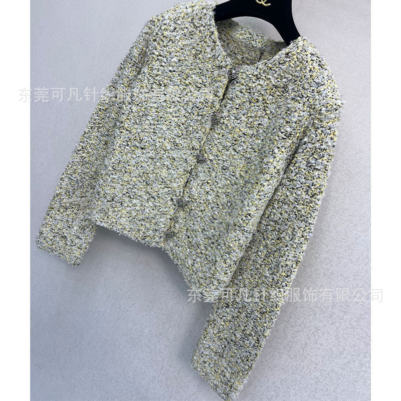 New Style Tweed Wool Knit Short Cardigan Women's Jacket Wholesale Women's Jacket New Style Tweed Wool Knit Short Cardigan Women's Jacket Wholesale Women's Jacket