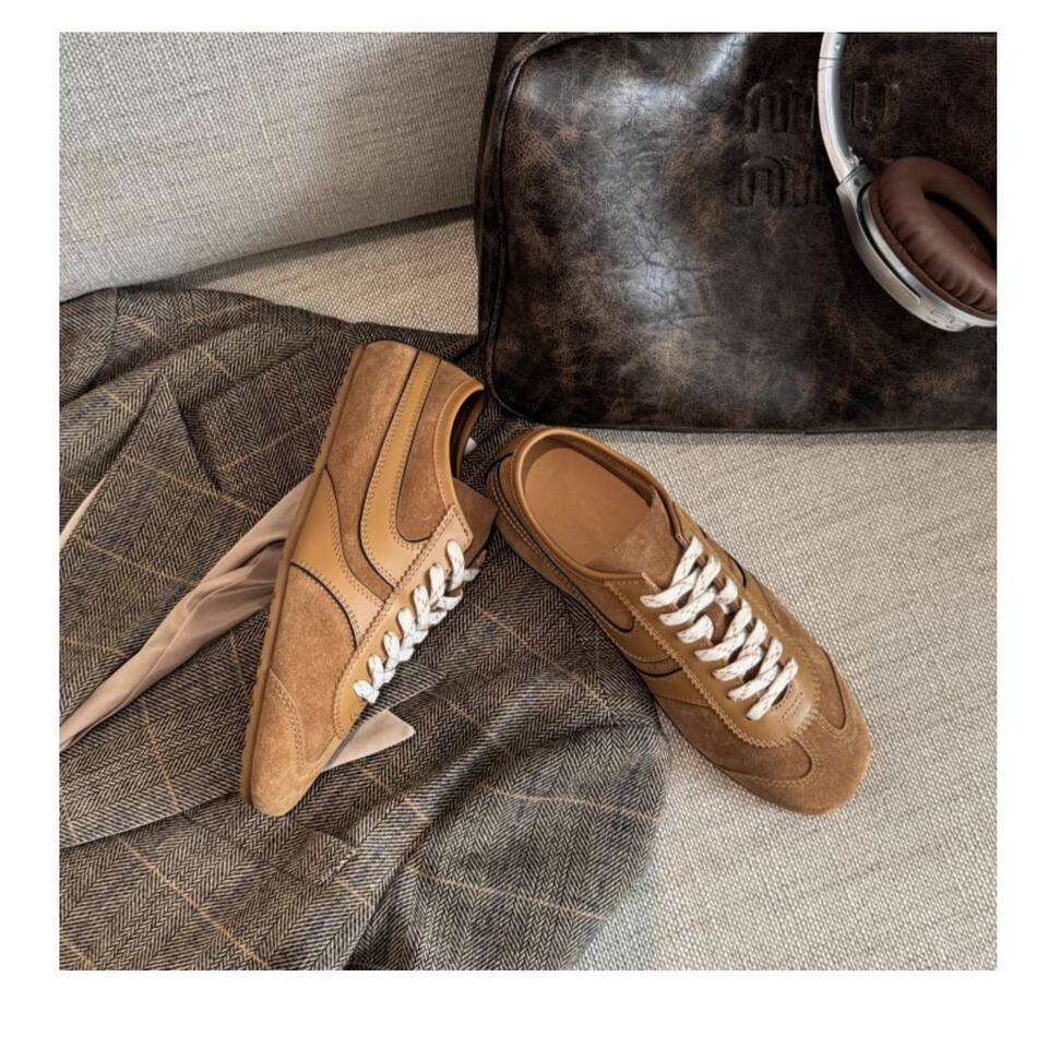 Giày sneaker nữ da thật cổ thấp dáng cổ điển buộc dây phối màu — Bạc, màu nâu, màu xanh lá cây, màu đỏ chi tiết 40