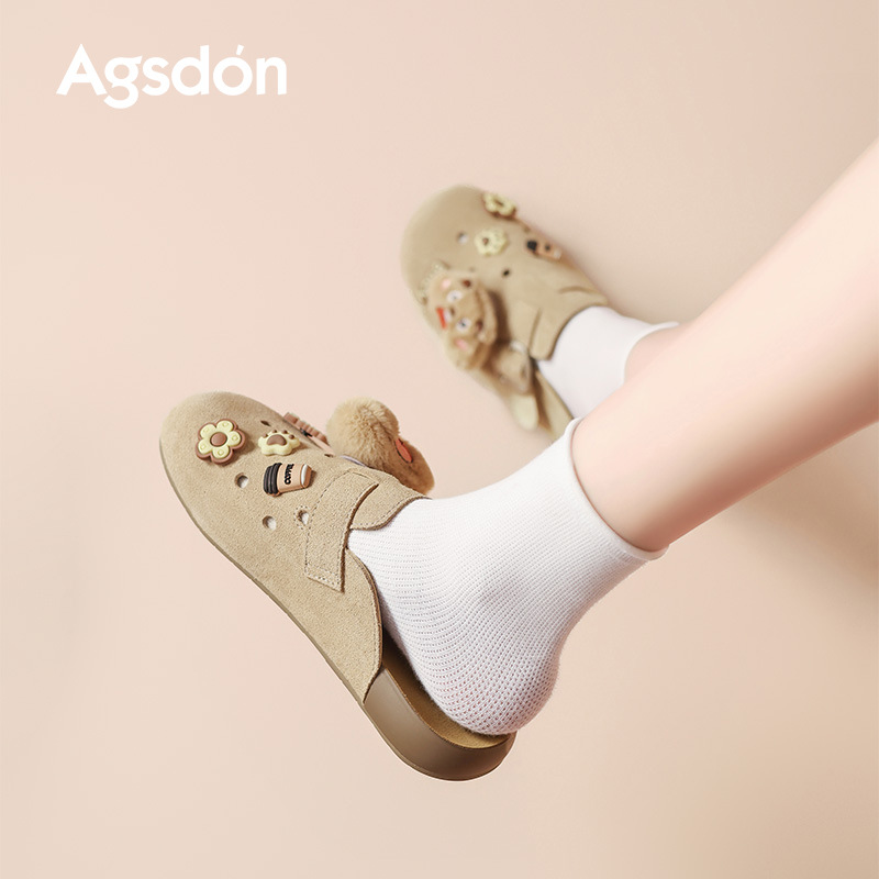 Augu Shi Dengdong Bocken zapatos para mujeres 2026 nuevo estilo de primavera zapatillas de mitad de zapatillas perezosas de un pie zapatillas de moda