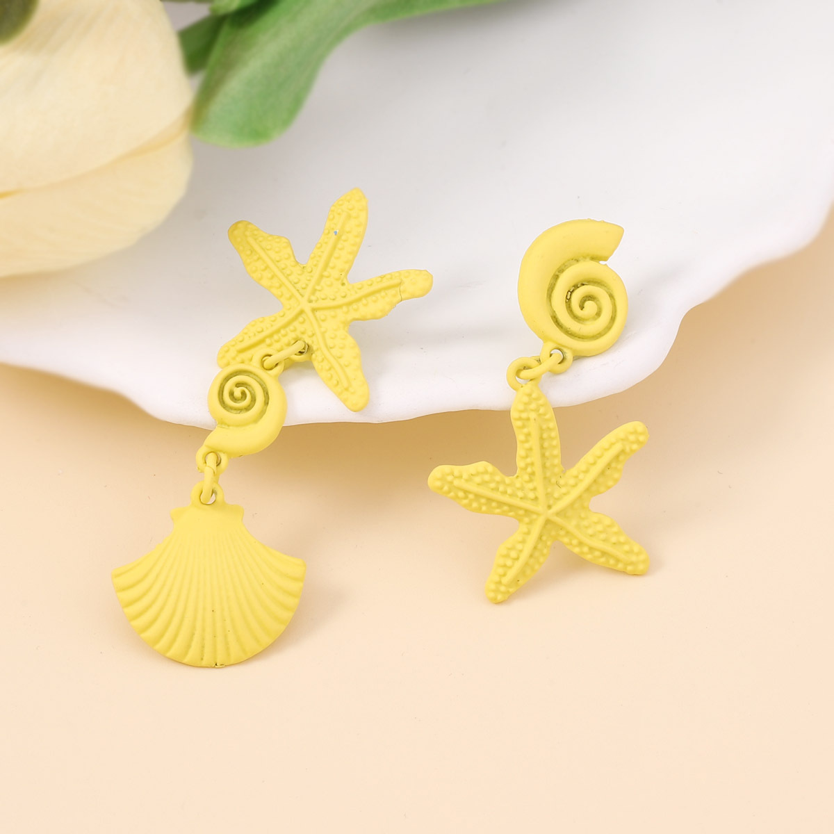 1 Pair Casual Vacation Starfish Shell Zinc Alloy Drop Earrings display picture 12