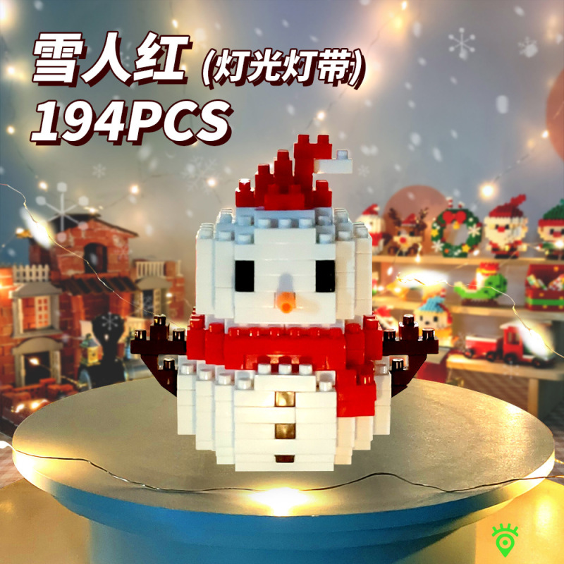国境を越えた人気は積み木の小さな粒子と一緒に雪だるまを作ったクリスマスヘラジカのクリスマスプレゼント子供のおもちゃ卸売り|undefined