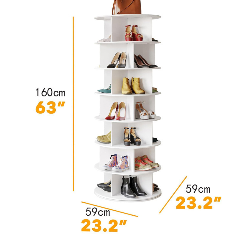 Estante de zapatos giratorio 360 grados 7 capas torre de almacenamiento armario dormitorio sala de estar pasillo bolso zapatos estante de almacenamiento a prueba de polvo