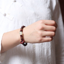 小叶紫檀血檀木竹节节高升手串夜月光石跑环文玩手链男女士念佛珠