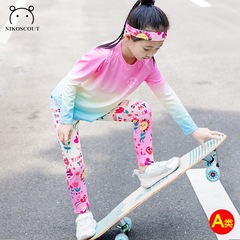 子供の秋服女の子スーツスポーツ速乾性ヨガ服ドーパミンバスケットボール屋外ランニング吸汗性トレーニング服
