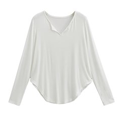 Fashionable spicy girl summer lazy loose mask T-shirt V-neck sunscreen top slimming comfortable round hem base shirt