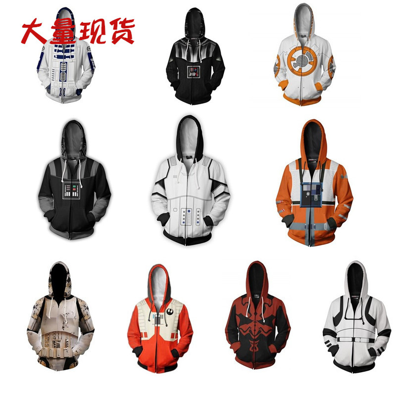 Cross-border European and American Foreign Trade Star Wars Black Samurai cosplay 3D Animation Sweater Printed Sweater