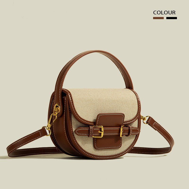 Bags for Women, Trendy Contrasting Color Splicing, Personalized, Exquisite, Simple and Lightweight Saddle Bag, Autumn and Winter New Single Shoulder Crossbody Bag