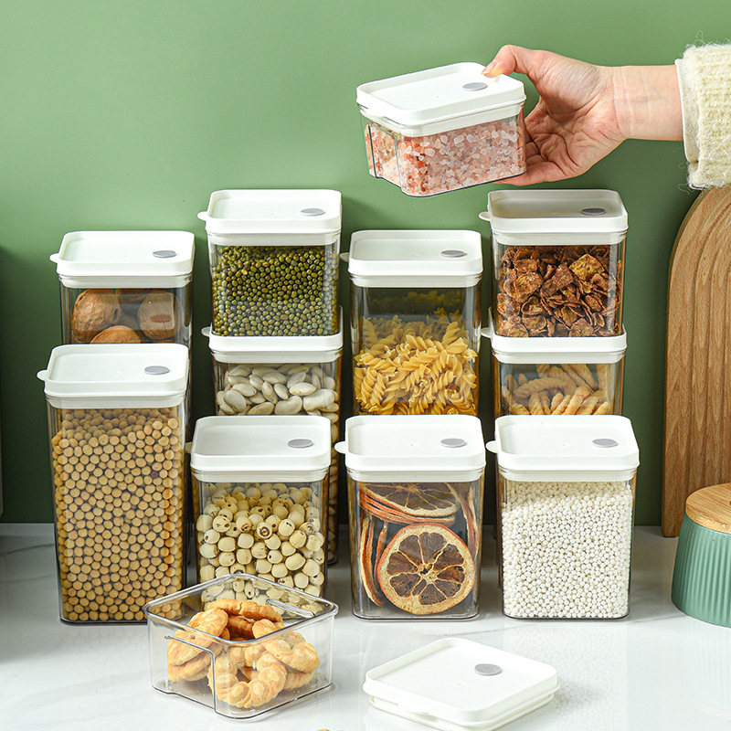 Kitchen Storage Food Transparent Plastic Jar Moisture-proof Sealed Jar Grain Box Snacks Dry Goods Tea Storage Jar