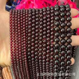 天然7AAA特级石榴石圆珠散珠手工DIY手串项链古风发簪服装饰品