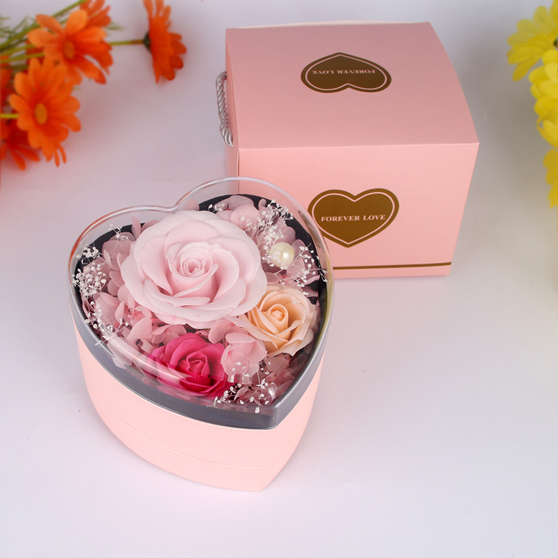 하트모양 파우더박스 + 레드 프리저브드플라워 + 박스