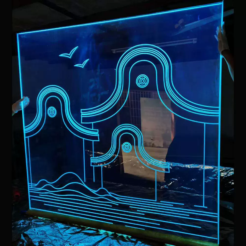 亚克力导光板定制发光背景板雕刻氛围发光板透明科技感发光背板