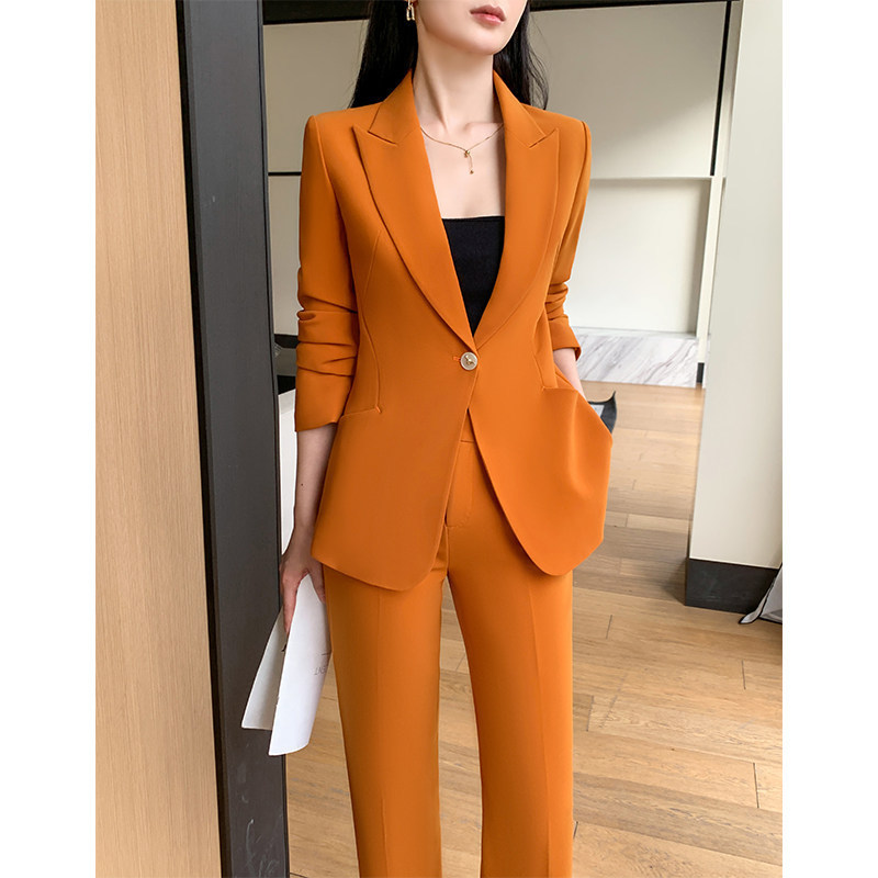 Orange Suit Set for Women, New Autumn Style Wedding Attire, Host Formal Wear, Elegant High-End Casual Suit Set Orange Suit Set for Women, New Autumn Style Wedding Attire, Host Formal Wear, Elegant High-End Casual Suit Set